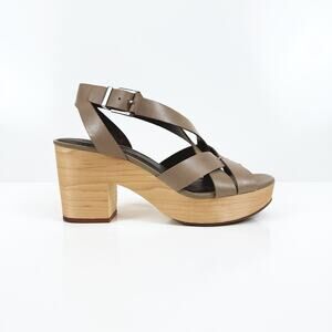 Rebecca Minkoff Womens Woden Platform Chunky Sandals 10M Retro 70s Boho Leather